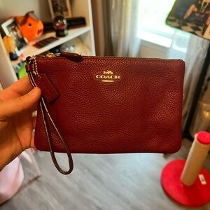 Coach Maroon Leather Wristlet